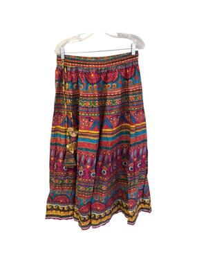 Varanga Flared Palazzo Pants Womens L/XL Multicolor Printed Gota Tassels NWT